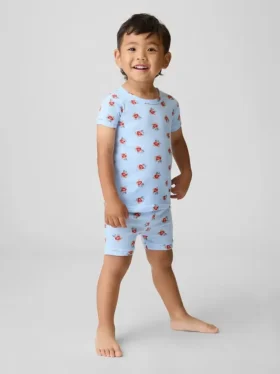 Baby og Småbarn-sett med Brannan Bear-pyjamas i økologisk børstet bomull