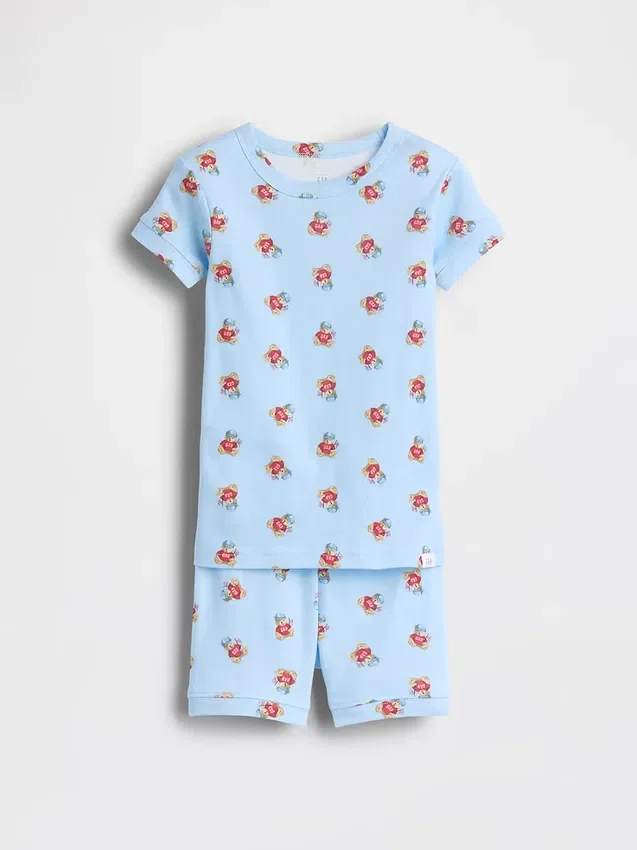 Baby og Småbarn-sett med Brannan Bear-pyjamas i økologisk børstet bomull