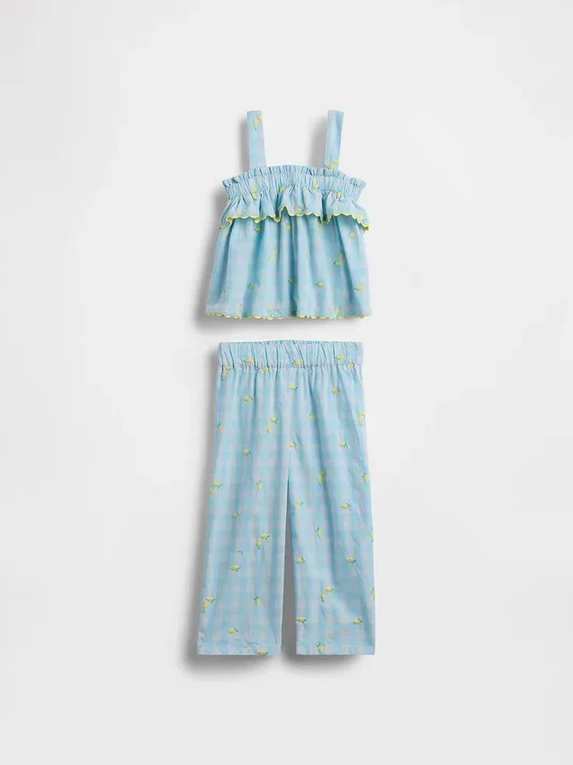 Baby og Småbarn sett med sitronrutet mønster