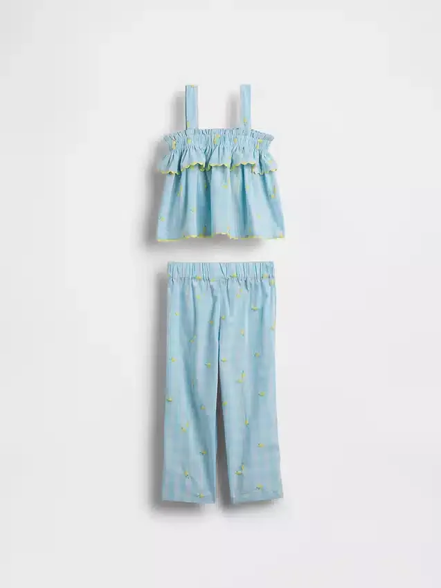 Baby og Småbarn sett med sitronrutet mønster