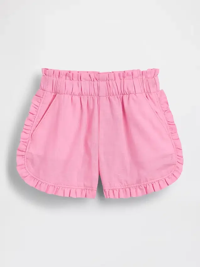 Baby og Småbarn-shorts i lin-bomullsblanding med volanger og delfinmotiv