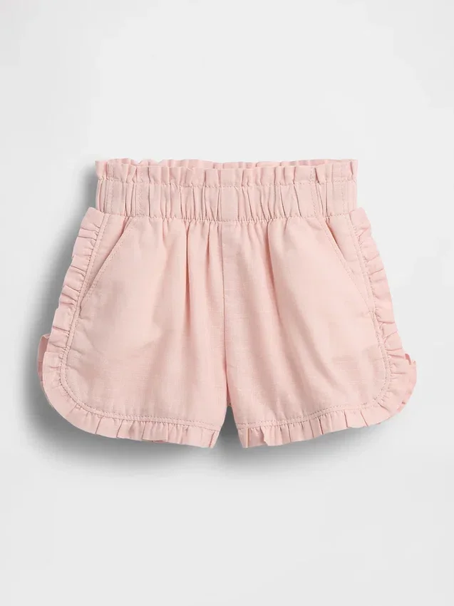 Baby og Småbarn-shorts i lin-bomullsblanding med volanger og delfinmotiv