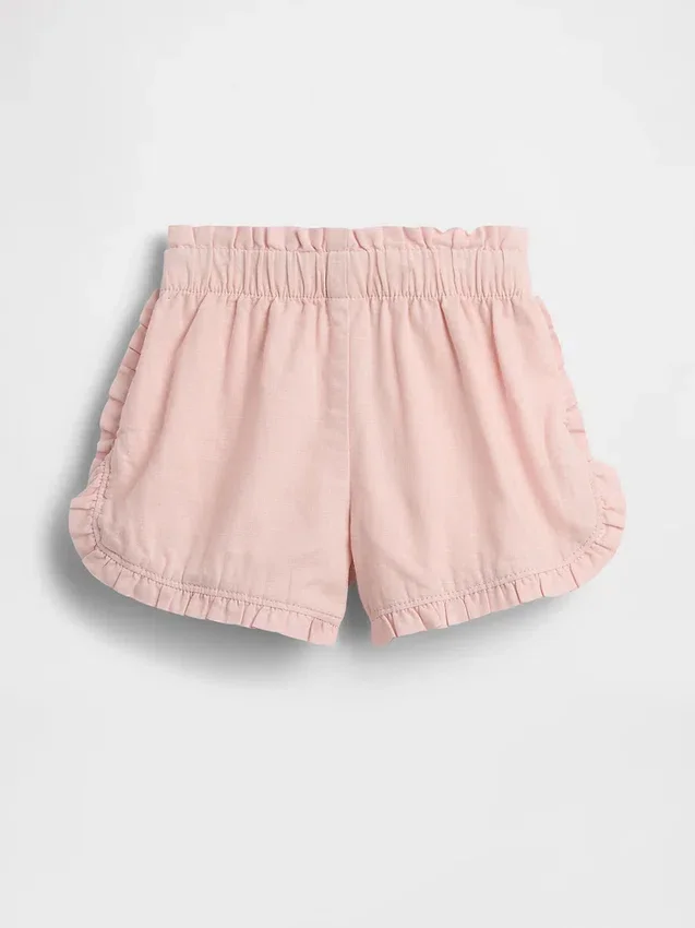 Baby og Småbarn-shorts i lin-bomullsblanding med volanger og delfinmotiv