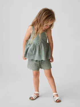 Baby og Småbarn-shorts med hullkant og elastisk linning