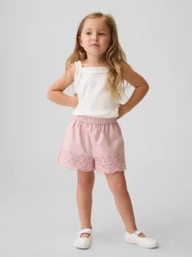 Baby og Småbarn-shorts med hullkant og elastisk linning