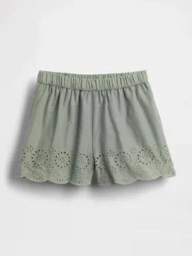 Baby og Småbarn-shorts med hullkant og elastisk linning