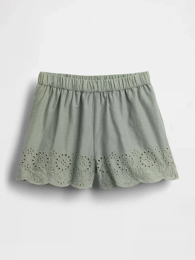 Baby og Småbarn-shorts med hullkant og elastisk linning