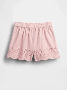 Baby og Småbarn-shorts med hullkant og elastisk linning