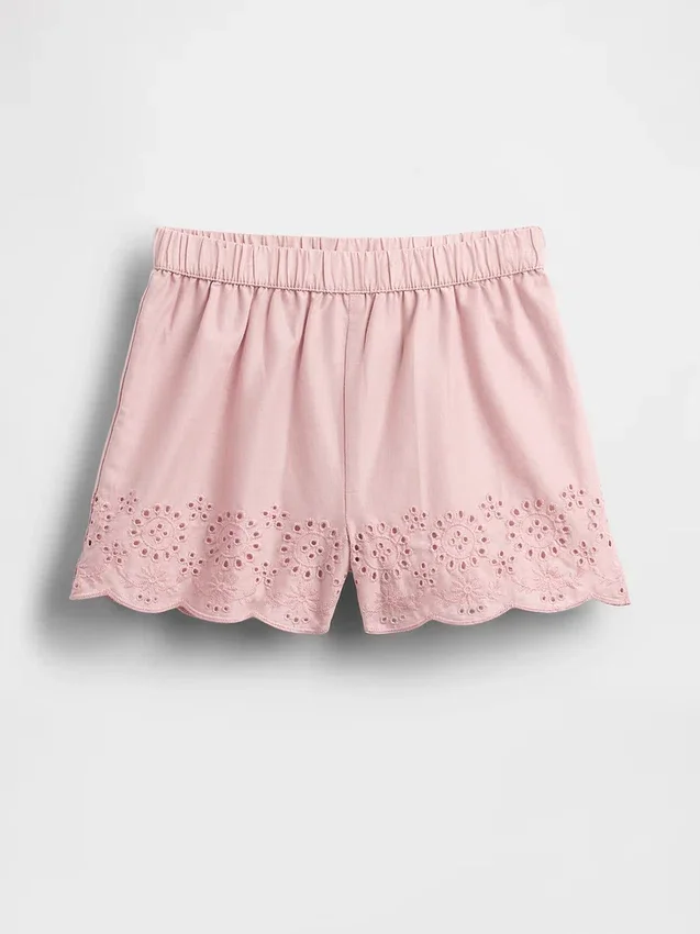 Baby og Småbarn-shorts med hullkant og elastisk linning