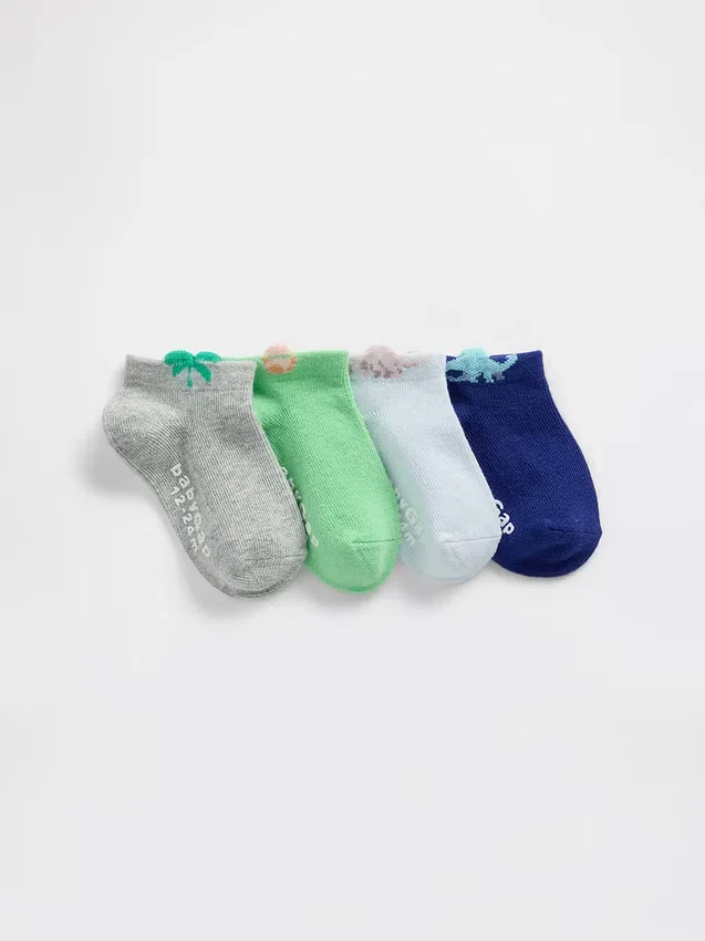 Baby og Småbarn-sokker med dinosaurmotiv (4-pakning)