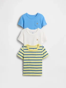 Baby og Småbarn-T-skjorte med lomme, Mix & Match (3-pakning)