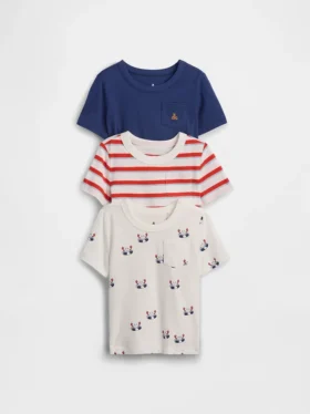 Baby og Småbarn-T-skjorte med lomme, Mix & Match (3-pakning)