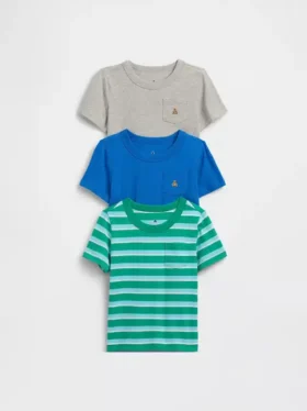 Baby og Småbarn-T-skjorte med lomme, Mix & Match (3-pakning)