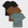 Baby og Småbarn-T-skjorte med lomme, Mix & Match (3-pakning)