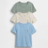 Baby og Småbarn-T-skjorte med lomme, Mix & Match (3-pakning)