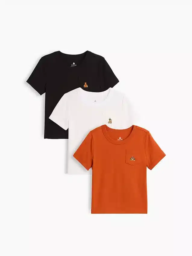 Baby og Småbarn-T-skjorte med lomme, Mix & Match (3-pakning)