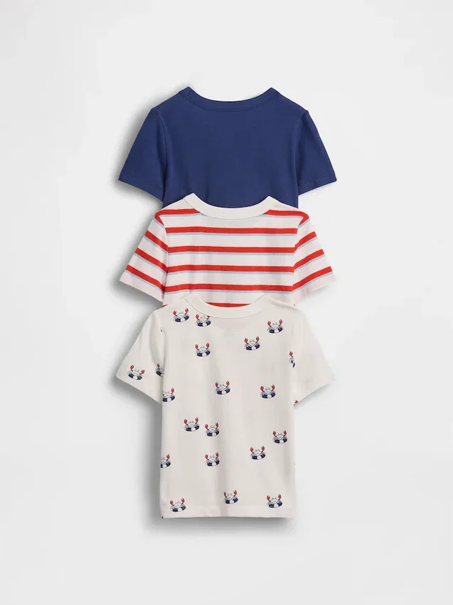 Baby og Småbarn-T-skjorte med lomme, Mix & Match (3-pakning)