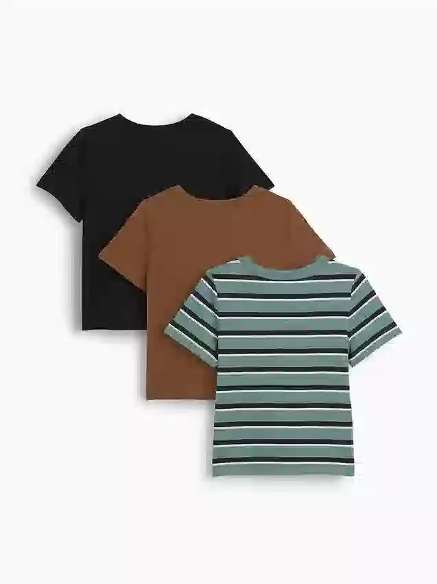 Baby og Småbarn-T-skjorte med lomme, Mix & Match (3-pakning)