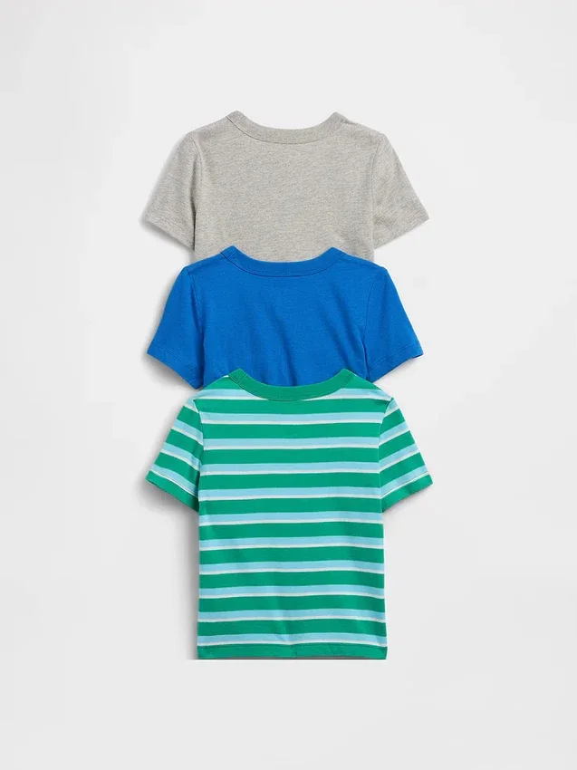 Baby og Småbarn-T-skjorte med lomme, Mix & Match (3-pakning)