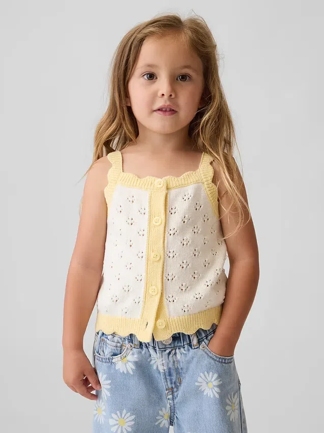 Baby og Småbarn-tanktop i pointelle med fargeblokker