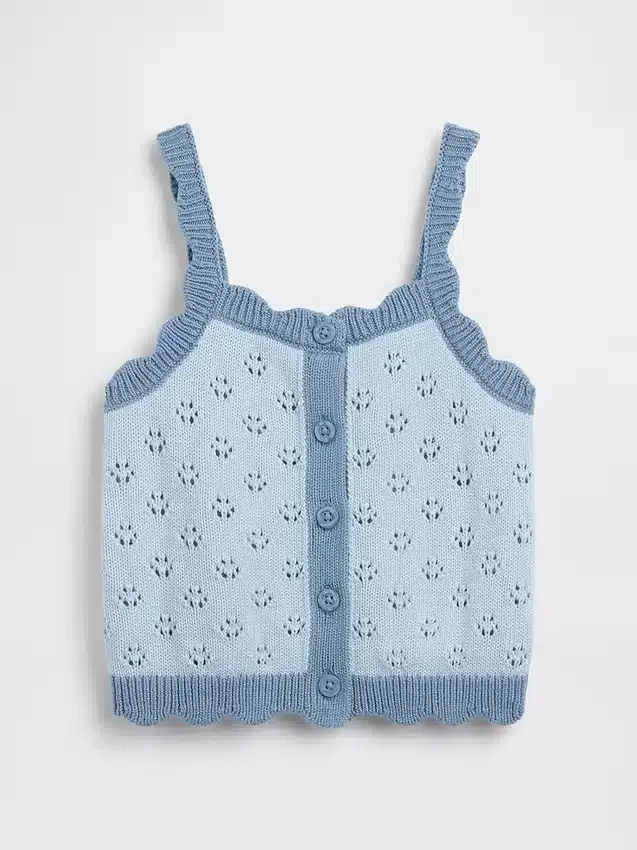 Baby og Småbarn-tanktop i pointelle med fargeblokker