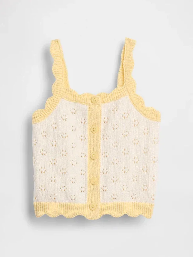 Baby og Småbarn-tanktop i pointelle med fargeblokker