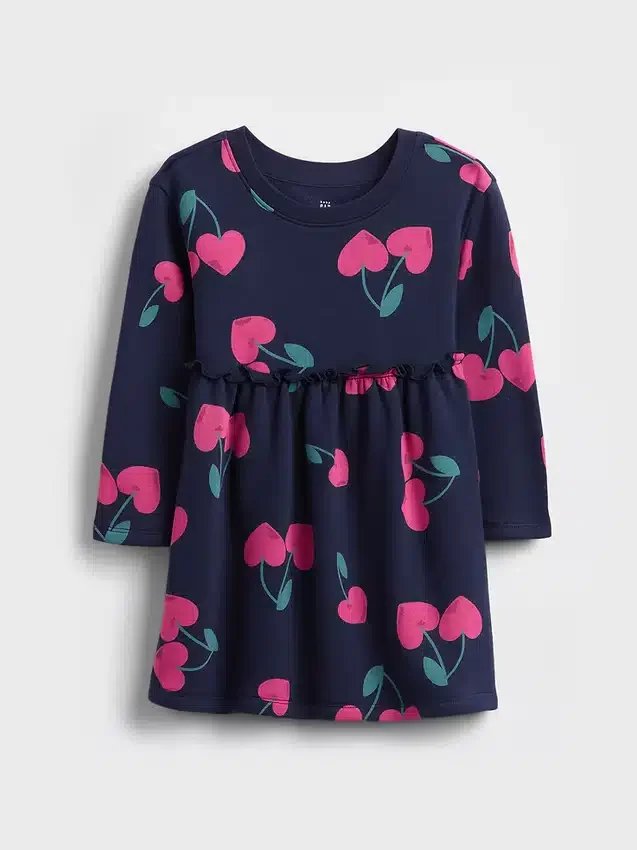 Baby og Småbarnskjole i sweatshirt med volanger i midjen