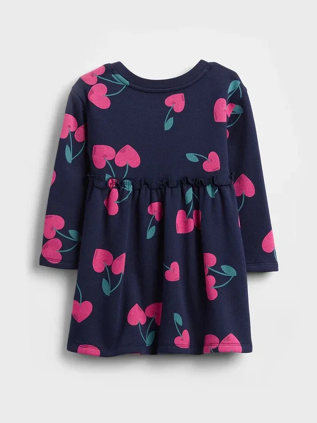 Baby og Småbarnskjole i sweatshirt med volanger i midjen
