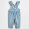 Baby-overalls i denim med brodert blomstermønster