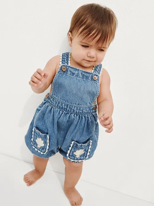 Baby-overalls i denim med lommer