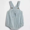 Baby-overalls i denim med striper, bjørnelomme og bobleform
