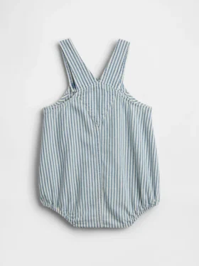 Baby-overalls i denim med striper, bjørnelomme og bobleform