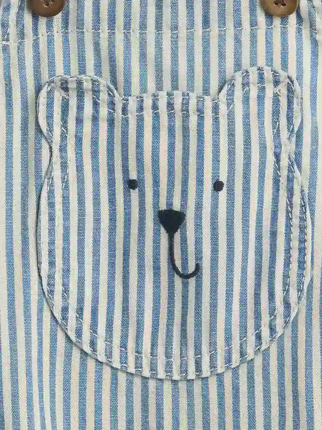 Baby-overalls i denim med striper, bjørnelomme og bobleform