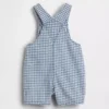 Baby-overalls i gingham-denim med bjørnelomme
