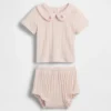 Baby-sett med brodert pointelle-mønster
