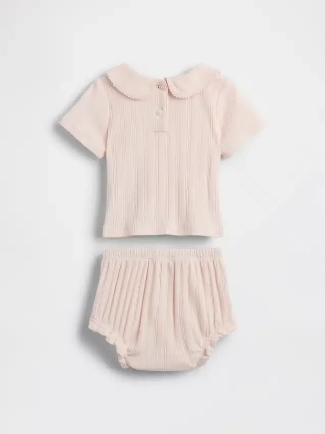 Baby-sett med brodert pointelle-mønster