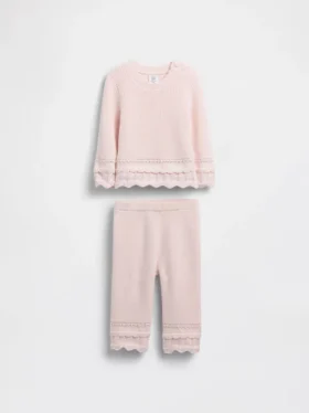 Baby-sett med genser med bølget kant