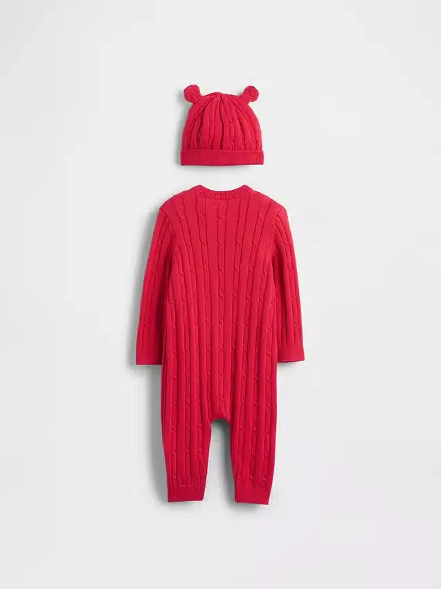 Baby-sett med kabelstrikket heldrakt