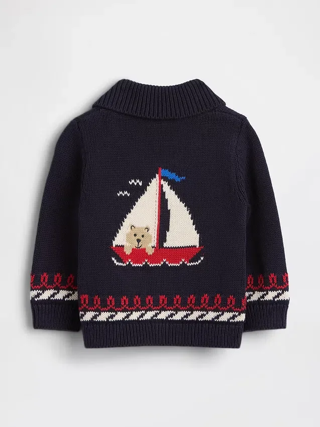 Baby-sjalcardigan i nautisk stil