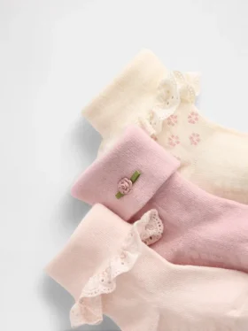 Baby-sokker med oppbrettbar kant (3-pakning)