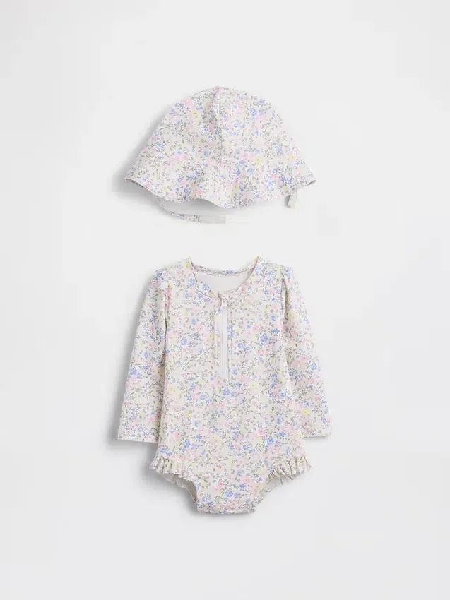 Baby-svømmesett med blomstermønster