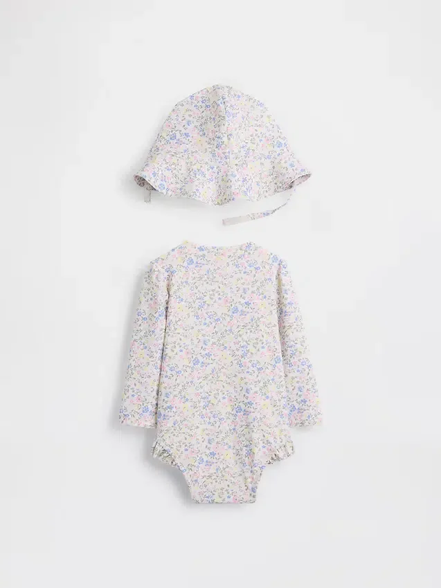 Baby-svømmesett med blomstermønster