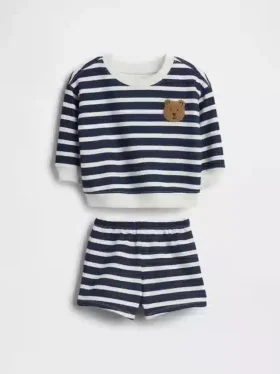 Baby Vintagesoft Bear Stripe-sweatsett