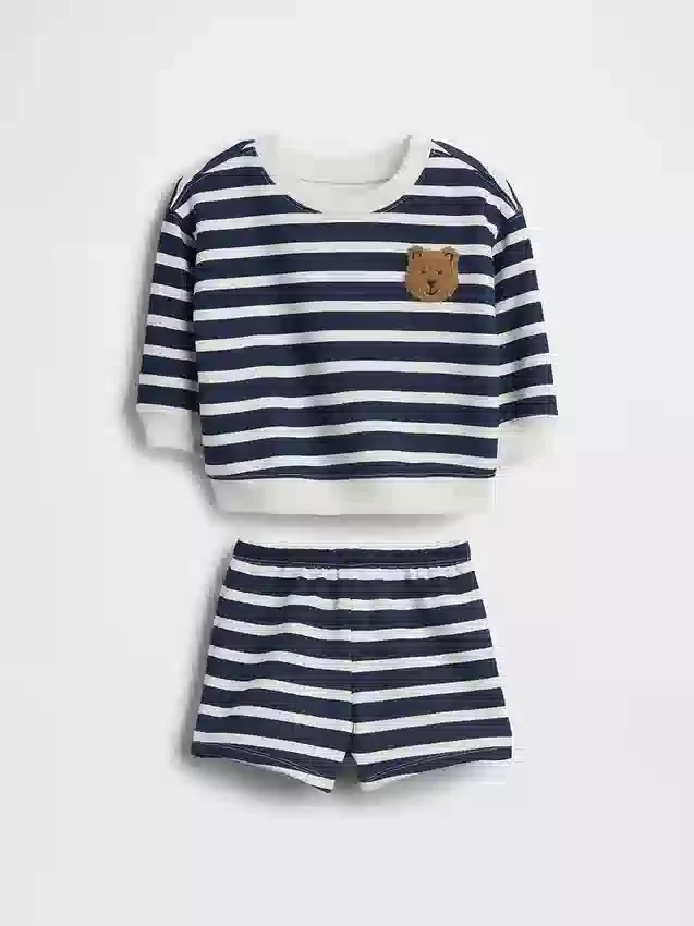 Baby Vintagesoft Bear Stripe-sweatsett