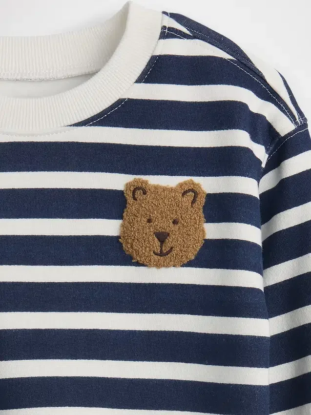 Baby Vintagesoft Bear Stripe-sweatsett