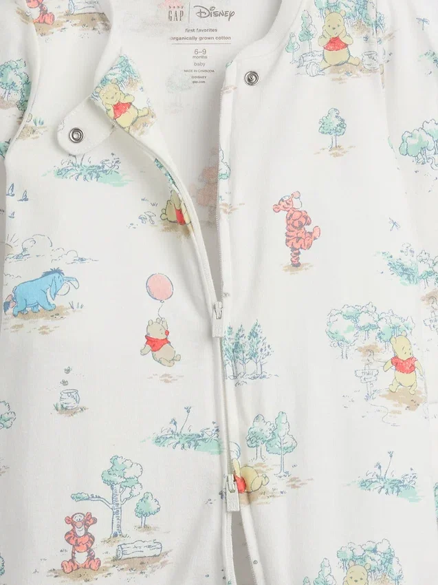 Baby Winnie the Pooh heldrakt med føtter i økologisk bomull
