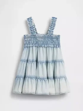 Babykjole i denim med lag på lag