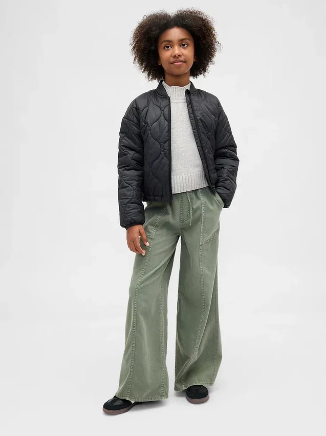 Baggy-bukser i twill for barn