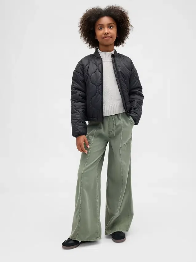 Baggy-bukser i twill for barn