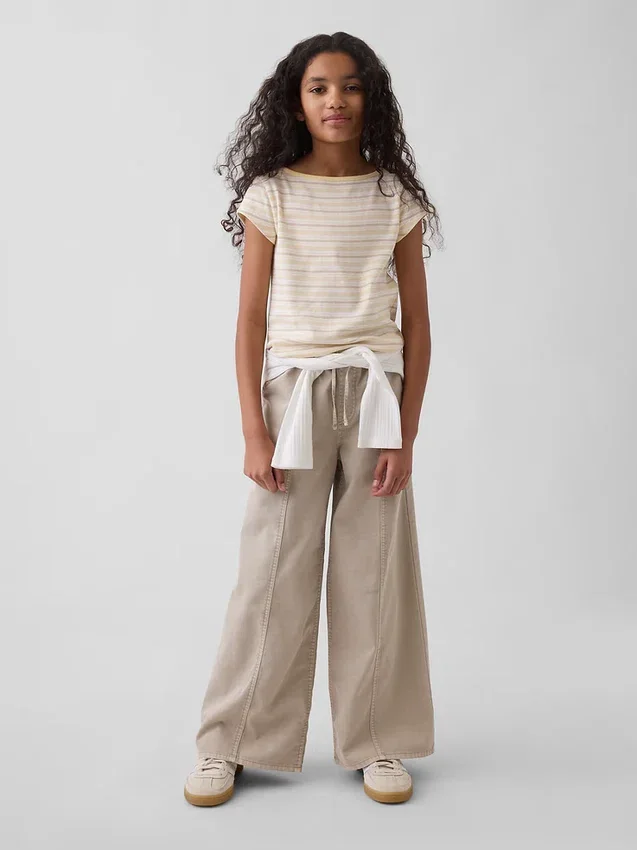 Baggy-bukser i twill for barn